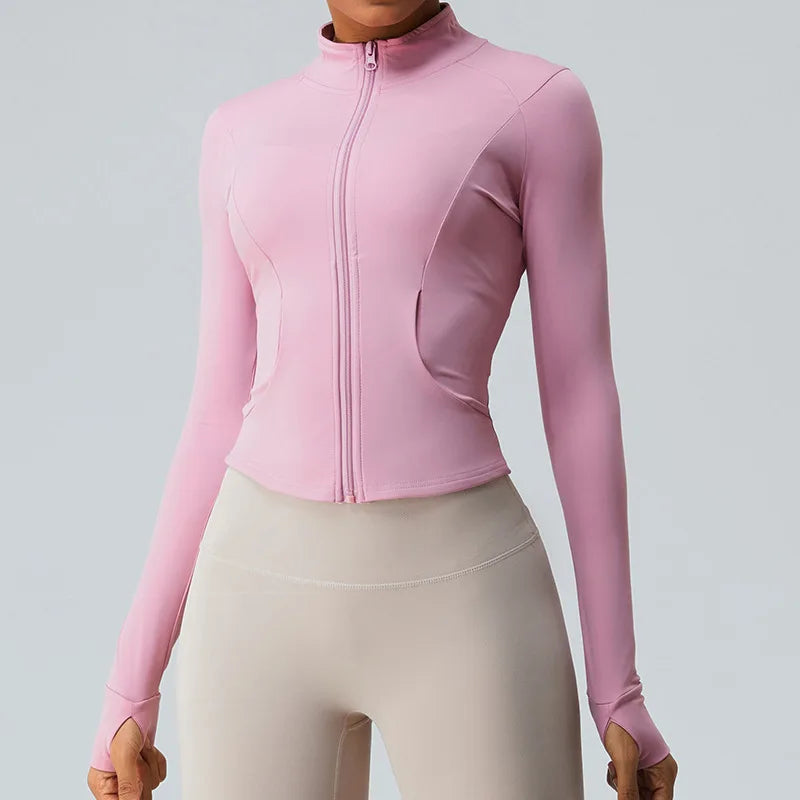 Yoga Long Sleeve Sports Jacket Women Zipper Fitness Yoga Shirt Gym Top Activewear Running Coats Workout Clothes For Cycling Tops