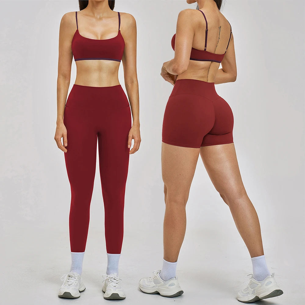 2 Pieces Yoga Set Women's Tracksuit Workout Sportswear Gym Clothing High Waist Leggings Fitness Bra Sports Suits Shorts Shorts