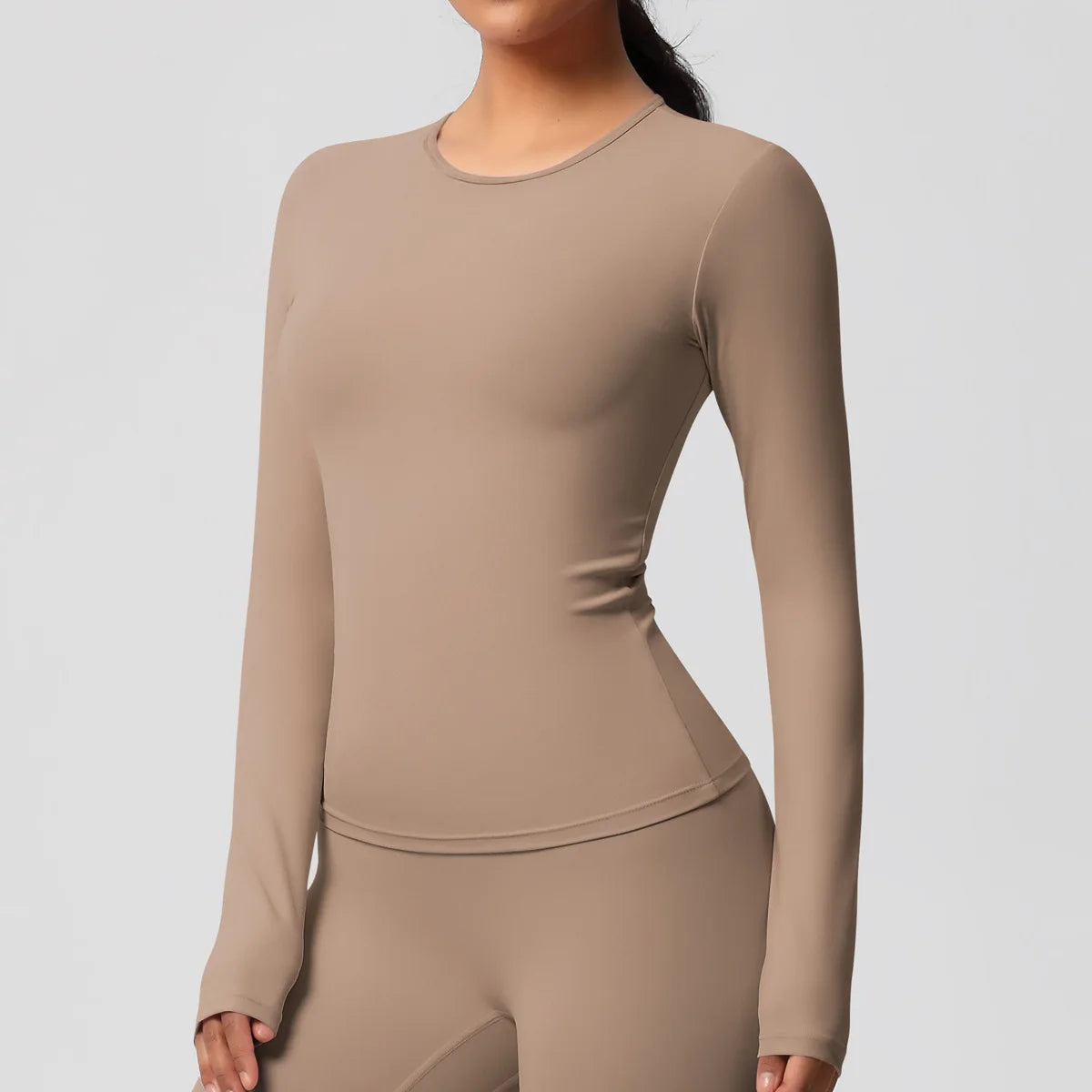 JUREN Yoga Shirts For Women Long Sleeve Fitness Running Push Up Gym Clothes Workout Dry Fit Breathable High Elastic Sports Top