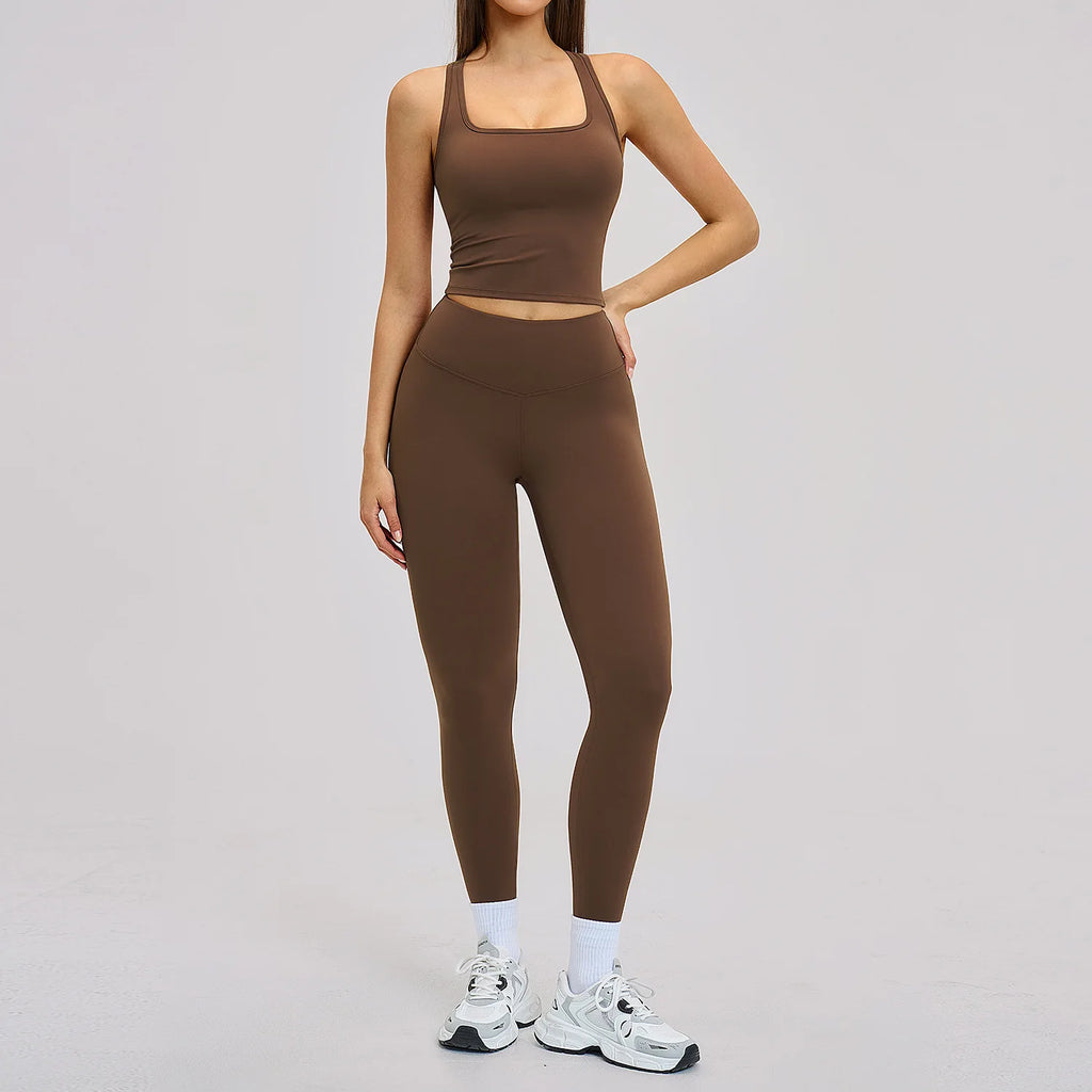 Athletic Wear 2Pcs Yoga Clothes Women Tracksuit Pilates Fitness Suit Gym Outfits Workout Push Up Clothes Sports Bra Leggings Set