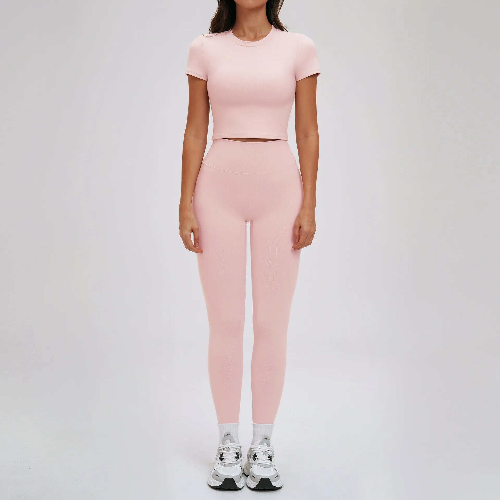 2PCS Yoga Outfits Sports Set Women Quick-Drying Gym Set Women Tracksuit Running Workout Short Sleeves Sports Shirt Yoga Clothing