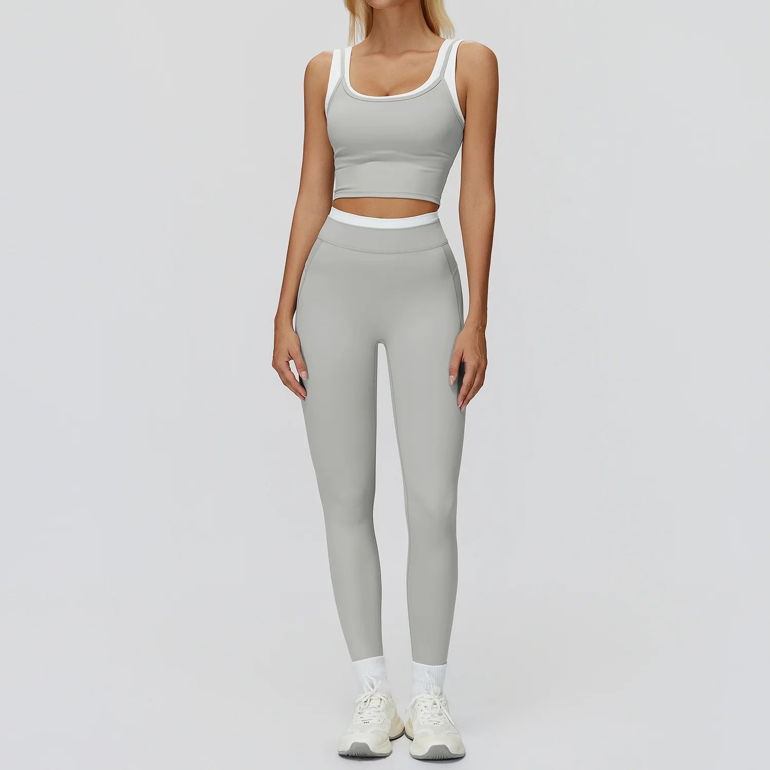 2PCS Sportswear Women Yoga Set Gym Clothes Workout Outfits Sportswear Yoga Suits Fitness Set Tracksuits Sports Bra Gym Leggings