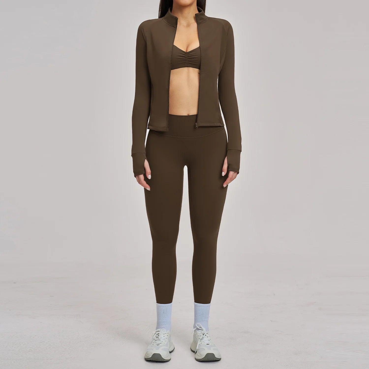 3PCS Yoga Suit Gym Sports Set Women Tracksuit Workout Clothes Running Legging Long Sleeve Sports Bra Athletic Wear Yoga Clothing