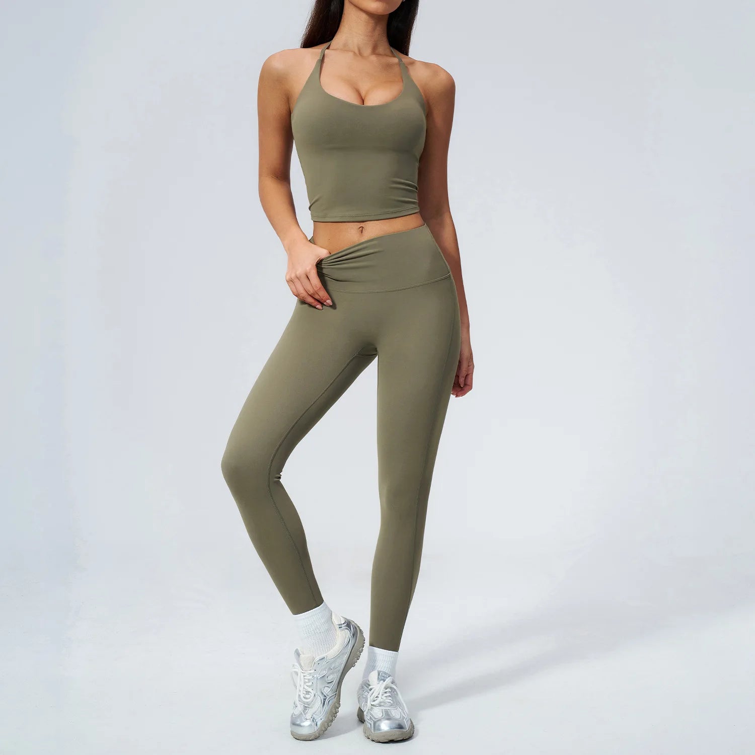 2 Pieces Yoga Set Women Tracksuit Backless Tops High Waist Leggings Gym Suit Fitness Clothes Outfits Yoga Set Athletic Wear Set