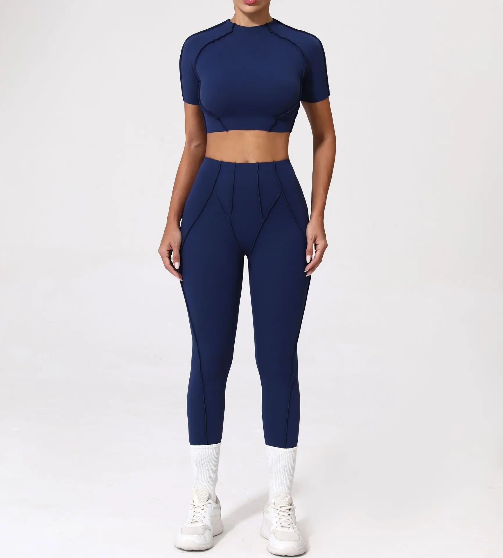 Women's Tracksuit Fitness Suit Yoga Sets Sportswear Workout Short Sleeves Sports High Waist Leggings Gym Clothing Sports Suits