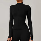 Seamless Yoga Slothes Women's Top Standing Collar Long Sleeved Sports Jacket Running Training Fitness Top Windproof Running Suit