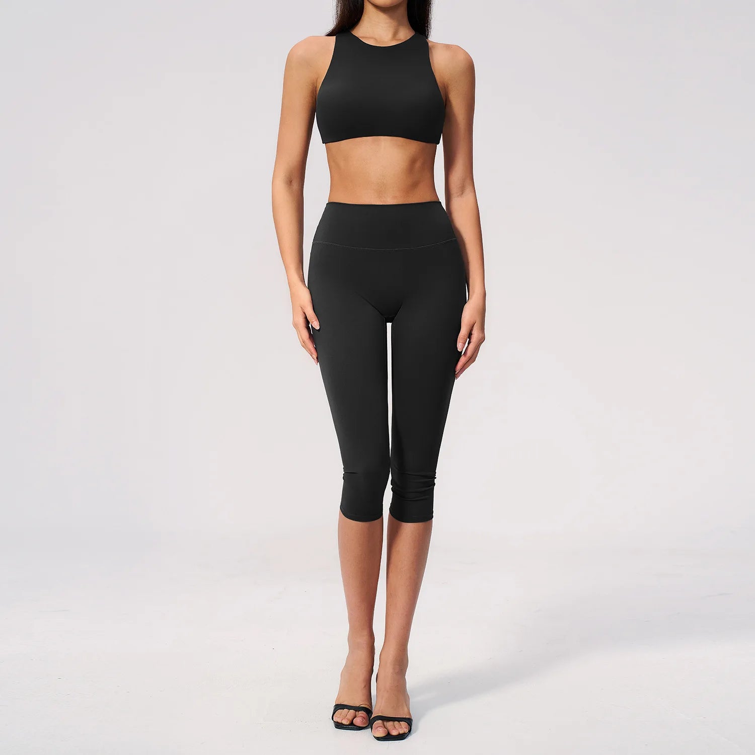 Yoga Capri Pants Set 2PCS Yoga Suit Sports Set Women Clothes Gym Set Women Tracksuit Running Workout Athletic Wear Yoga Clothing