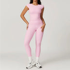 Yoga Set 2PCS Sports Suit Gym Leggings Women Clothes Fitness Tracksuit Workout Short Sleeve Female Yoga Short Skirt Sportswear