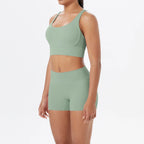 JUREN Yoga Sport Set Women Seamless Crop Top Bra Shorts Yoga Set Comfort Elastic Sportsuit Workout Outfit Fitness Gym Clothes