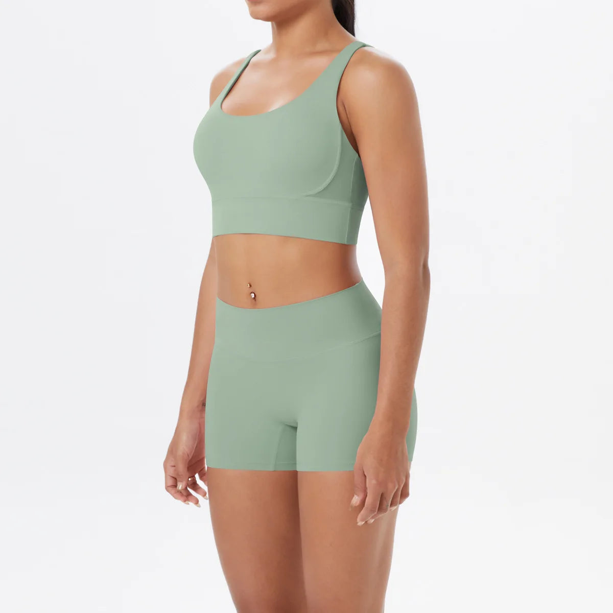 JUREN Yoga Sport Set Women Seamless Crop Top Bra Shorts Yoga Set Comfort Elastic Sportsuit Workout Outfit Fitness Gym Clothes