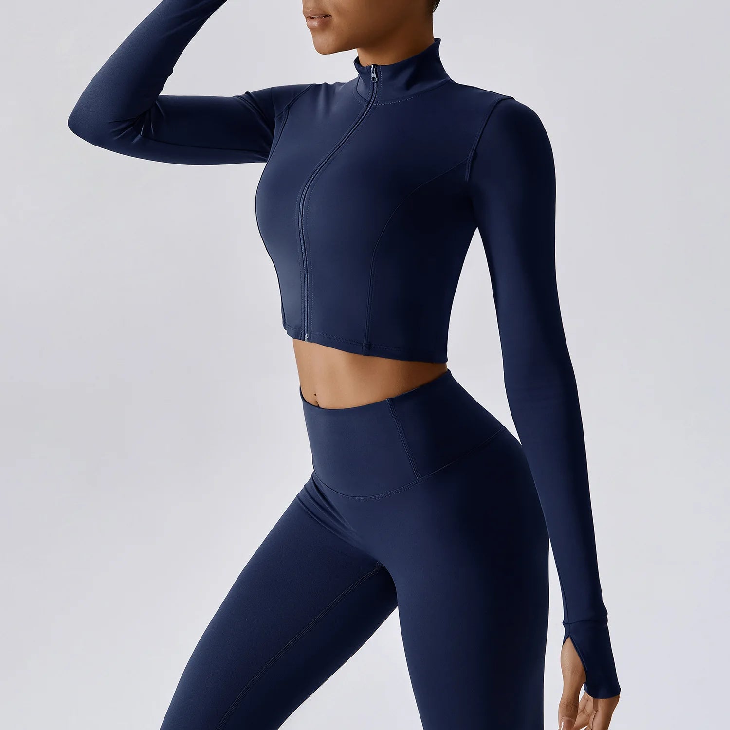 Women's Long Sleeve Top Zipper Jacket Yoga Shirts Running T-Shirt Workout Fitness Gym Sports Top Training Crop Top Clothes