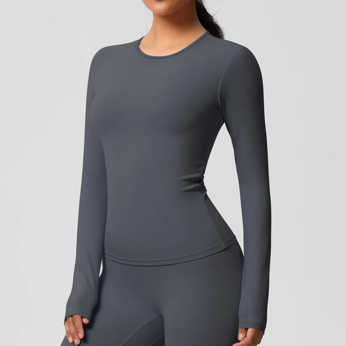 JUREN Yoga Shirts For Women Long Sleeve Fitness Running Push Up Gym Clothes Workout Dry Fit Breathable High Elastic Sports Top