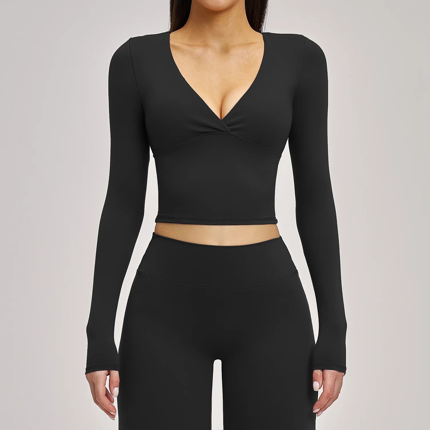 Sexy Yoga T-shirts Women Solid Sports Top Long Sleeve Gym Workout Running Shirts Exposed Navel Quick Dry Fitness Gym Sport Wear
