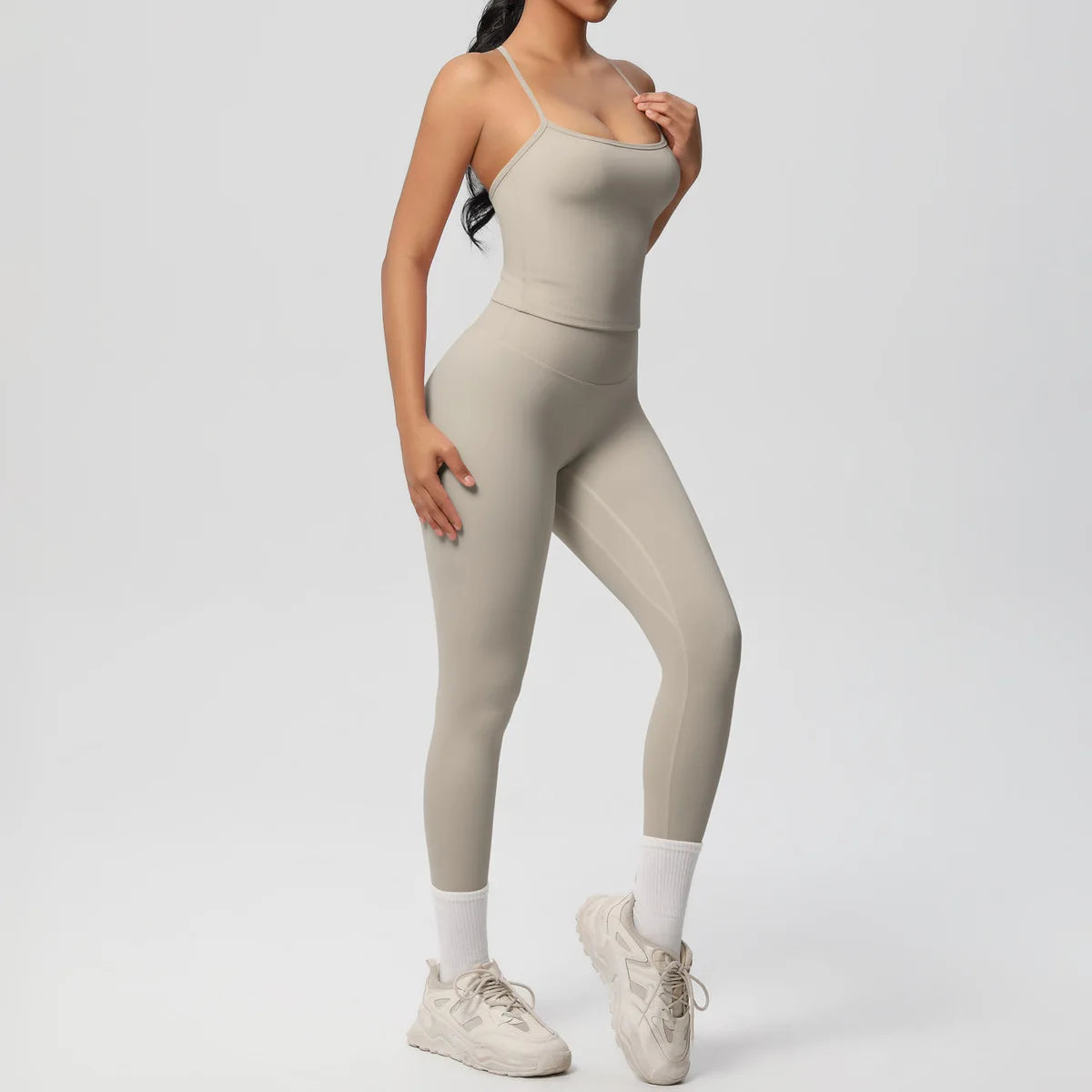 JUREN Yoga Outfits Women Tracksuit Fitness Suit Training Sleeveless Sport Gym Set Workout Overalls Sports Underwear Sportswear