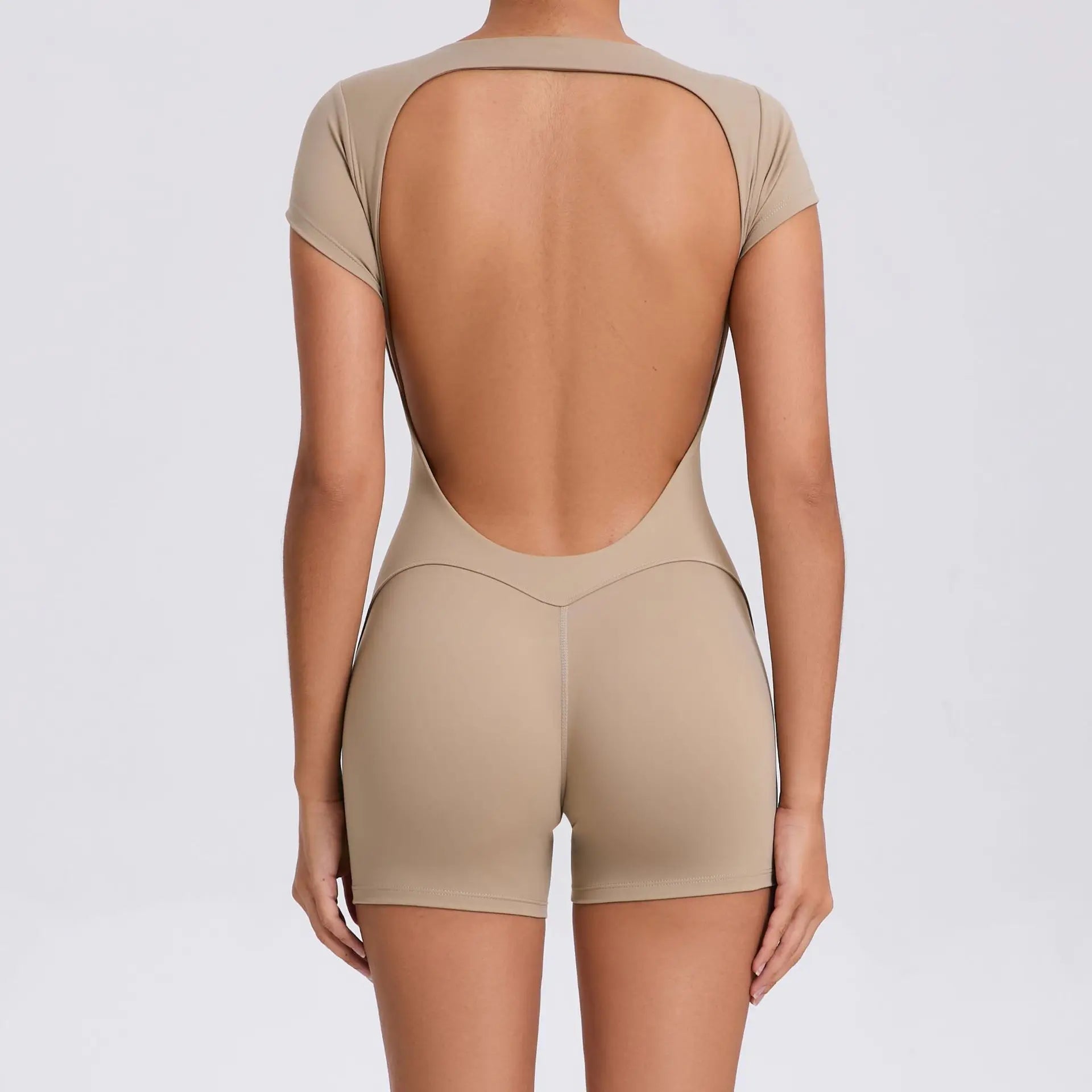 JUREN Jumpsuit Yoga Set Women Workout Set One Piece Sports Suit Short Sleeve Gym Clothes Push Up Fitness Set Bodysuit Sportswear
