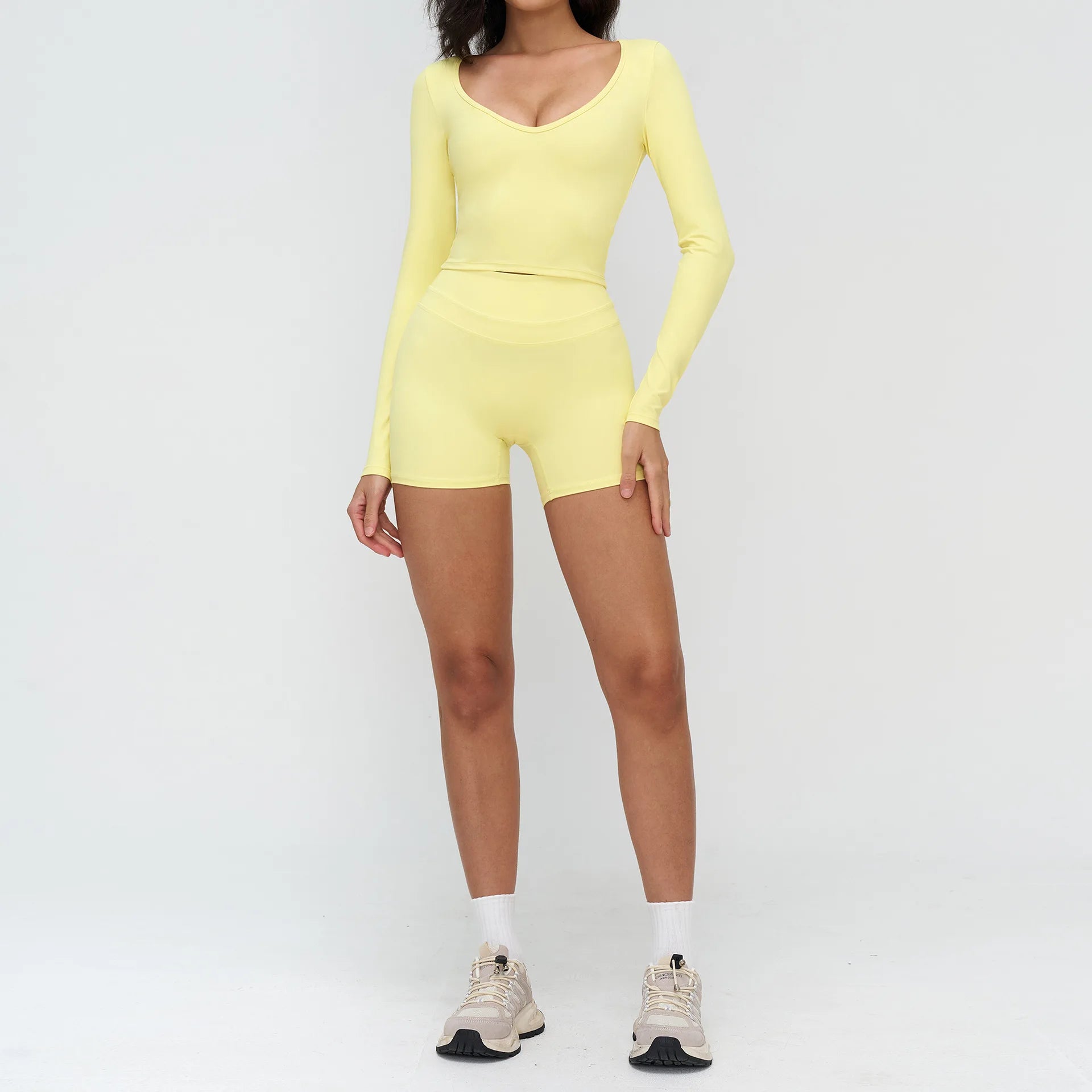 2PCS Yoga Suit Sports Outfits Gym Set Women Tracksuit Running Workout Clothes Long Sleeve Sports Bra Athletic Wear Yoga Clothing