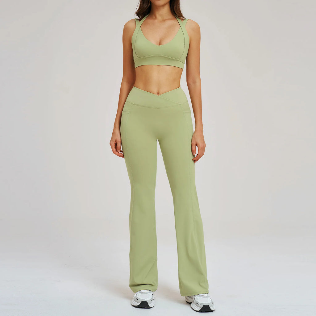 Yoga Set 2PCS Women Clothes Workout Suit Fitness Outfits Sportswear Gym Tracksuit High Waist Leggings Sports Bra Athletic Wear