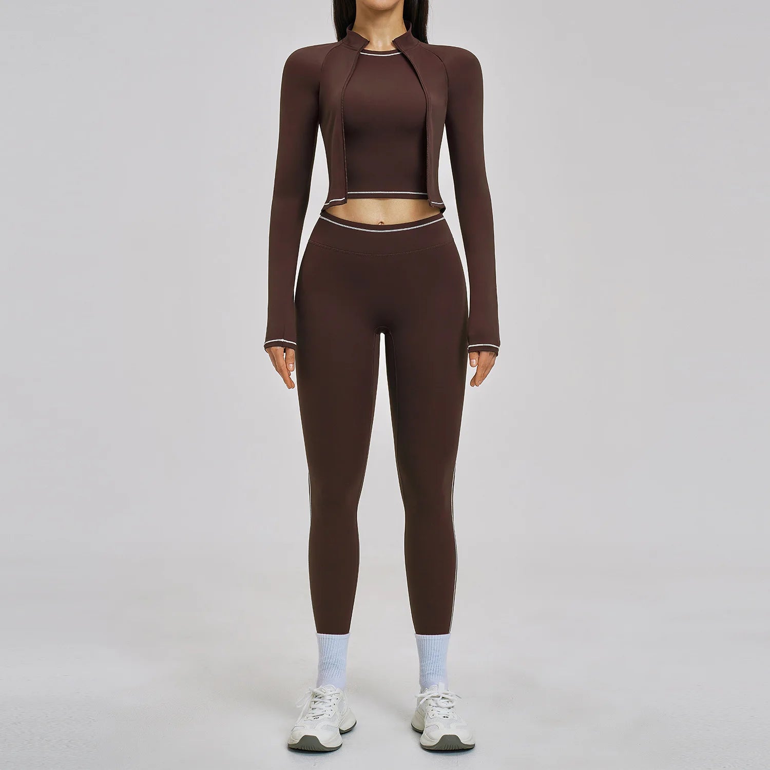Yoga Suit 3PCS Sports Set Women Outfits Sportswear Gym Sets Women Tracksuit Running Workout Long Sleeve Sports Bra Yoga Clothing