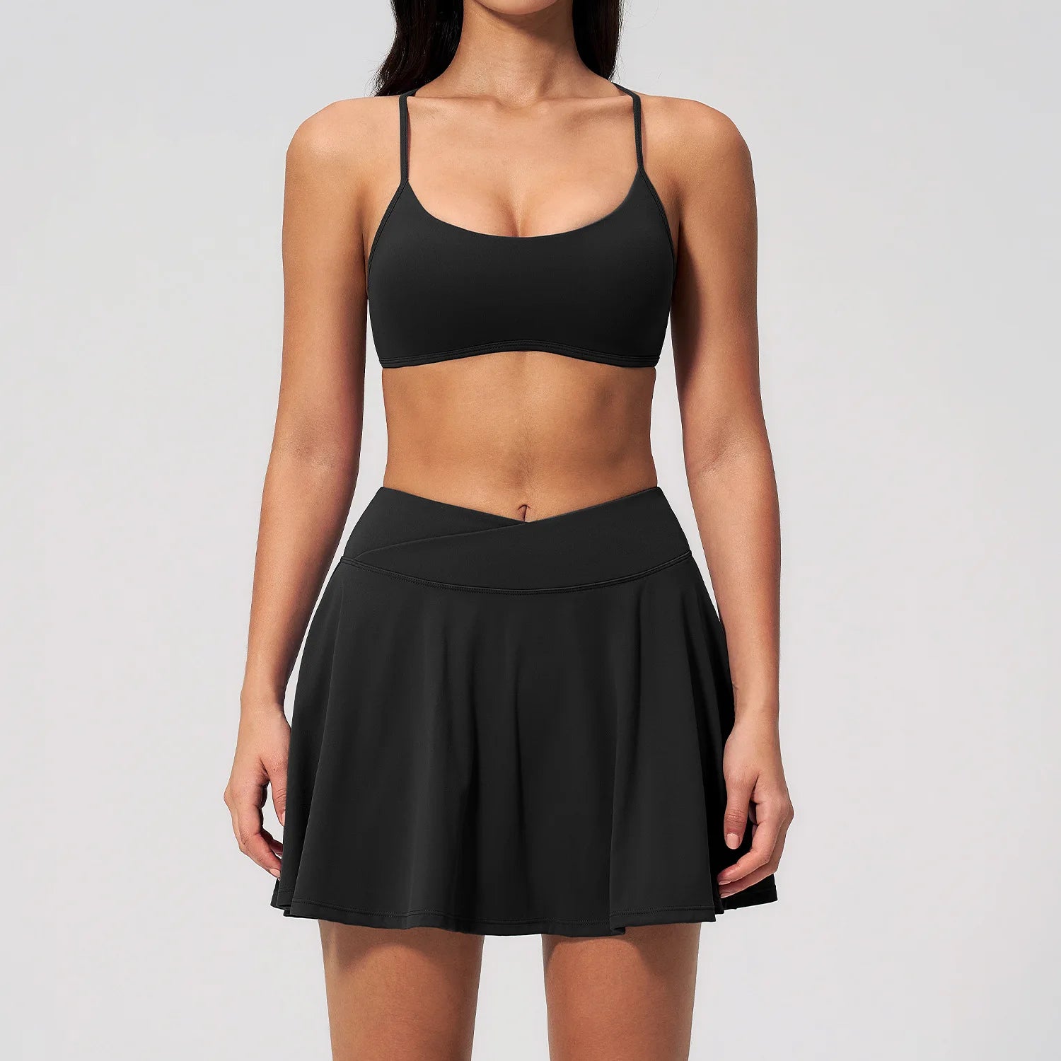 2 Pieces Yoga Suit for Women Fitness Suit Gym Clothes Halter Sports Bra Matching Yoga Short Skirt Workout Sets Gym Set Outfits