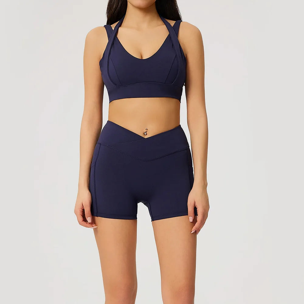 2 Pieces Yoga Set For Women Gym Clothes Sportswear Yoga Suits Fitness Short Sleeve Crop Top Tracksuits Sports Bra Gym Leggings