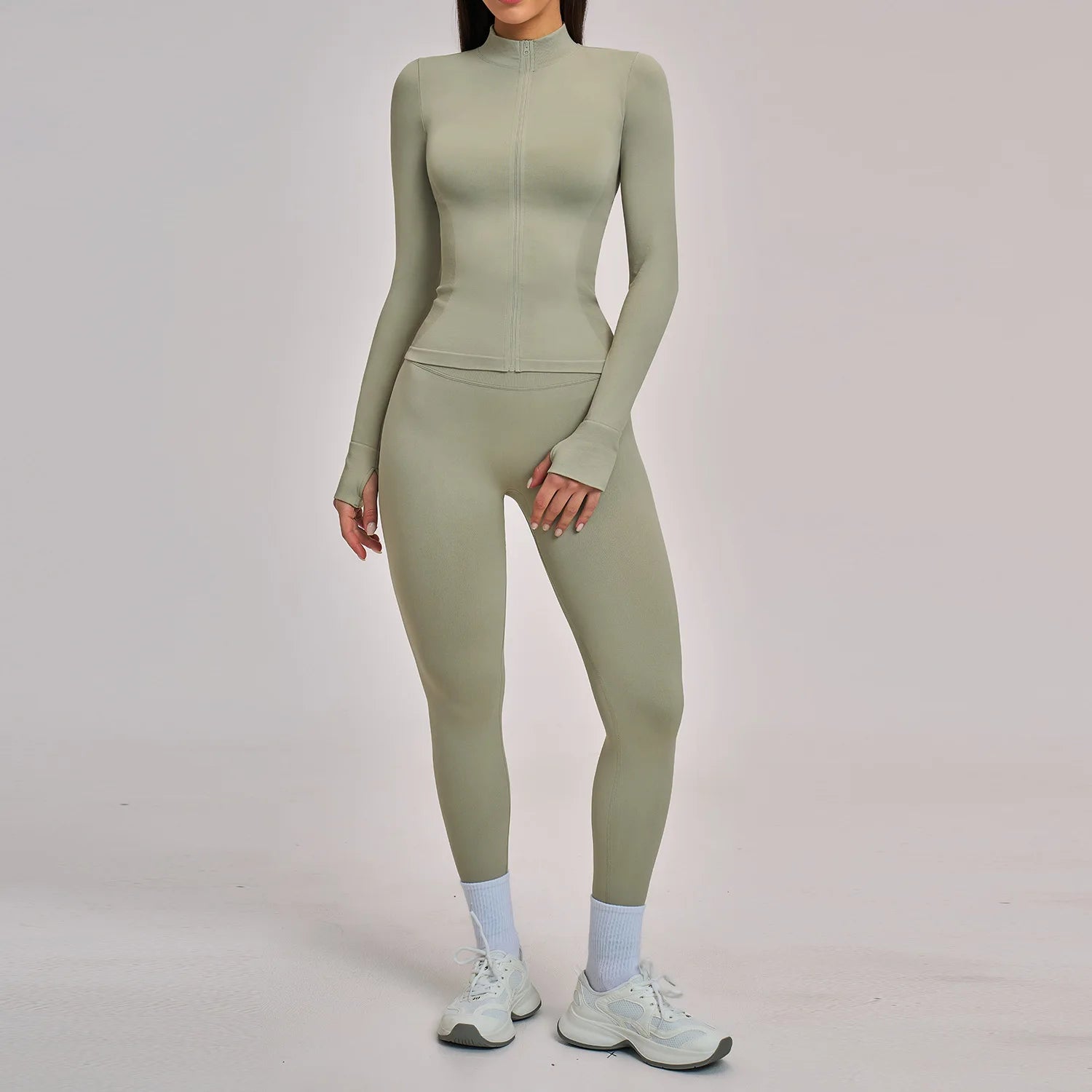 Seamless Yoga Suit 2PCS Sports Set Women Outfits Quick-Drying Gym Set Women Tracksuit Running Workout Long Sleeve Yoga Clothing