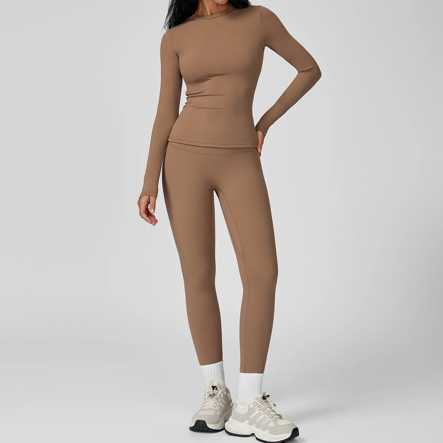 2PCS Yoga Suit Sports Set Gym Set Women Tracksuit Running Workout Clothes Female Long Sleeve Fitness Athletic Wear Yoga Clothing