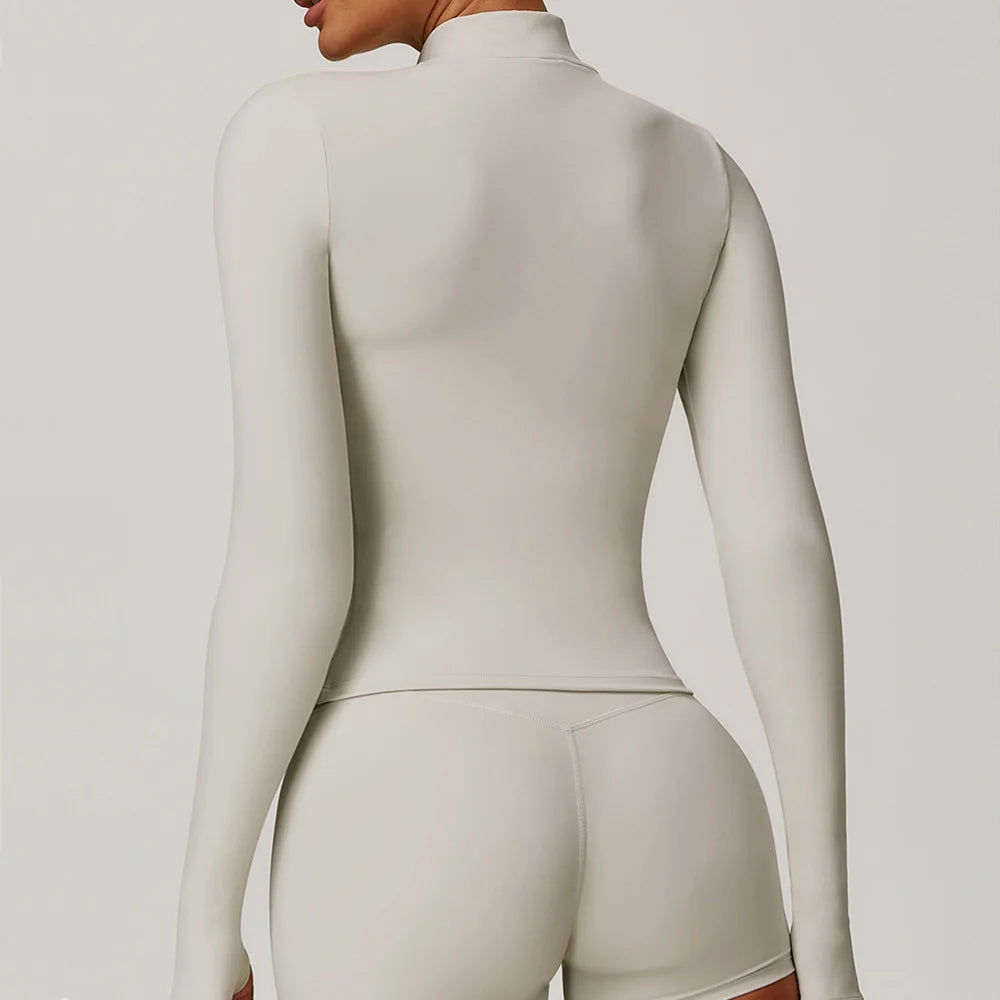 Sports Jacket Women Long Sleeve Zip Fitness Yoga Shirt Winter Warm Gym Top Activewear Running Coats PushUp Workout Clothes Women