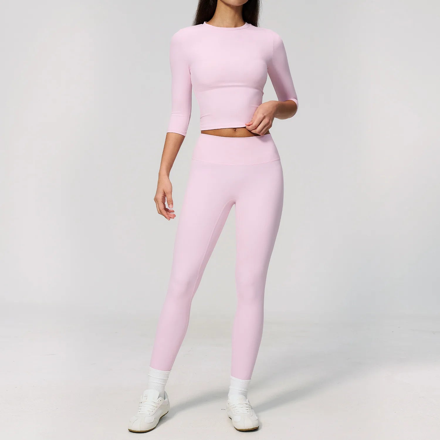 Yoga Set 2PCS Workout Outfits Fitness Half Sleeved Sportswear Gym Tracksuit Leggings Sports Bra Athletic Wear Set Women Clothes