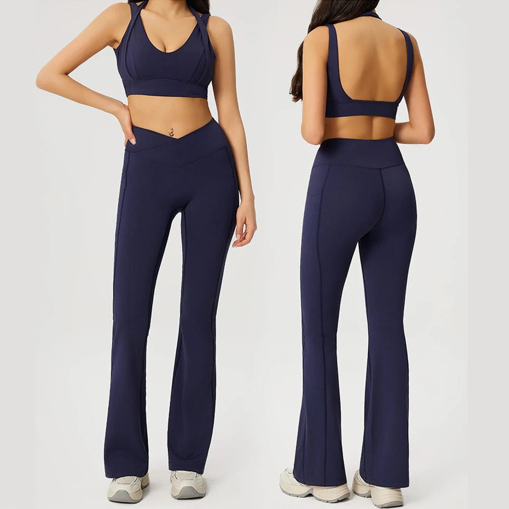 2 Pieces Yoga Set For Women Gym Clothes Sportswear Yoga Suits Fitness Short Sleeve Crop Top Tracksuits Sports Bra Gym Leggings