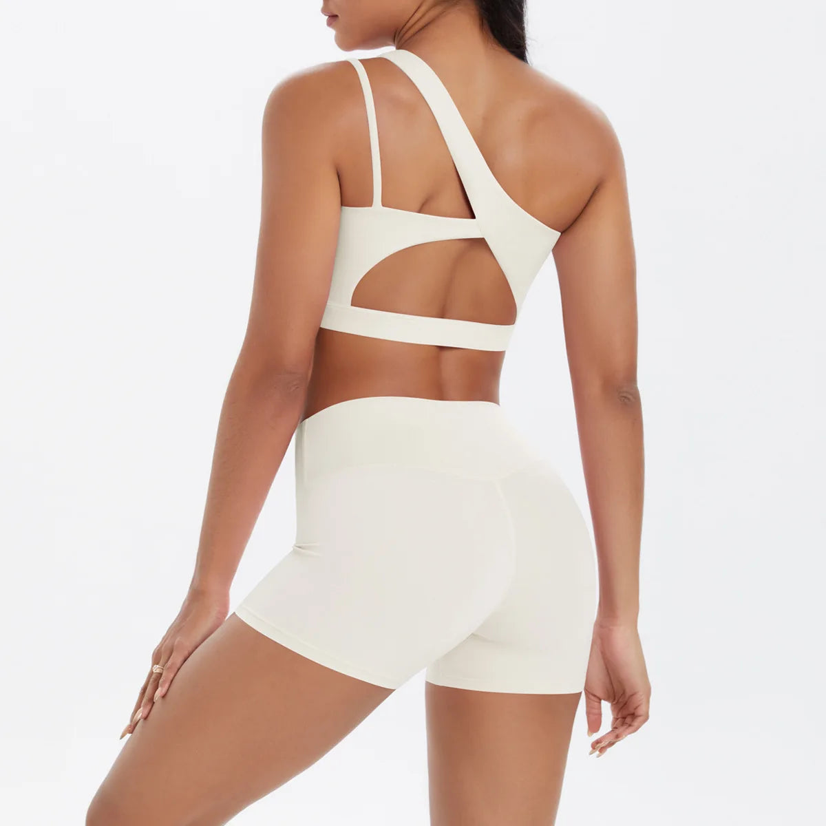 JUREN Yoga Clothes Set 2 Piece Gym Sports Shorts Set Women Tracksuit High Waist Shorts Fitness Suit Running Bra Workout Outfits