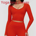 Women Yoga Shirts Crop Top Long Sleeves Shirts Women Yoga Sports Fitness T-shirt Running Gym Clothes High Elastic Workout Tops
