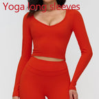 Women Yoga Shirts Crop Top Long Sleeves Shirts Women Yoga Sports Fitness T-shirt Running Gym Clothes High Elastic Workout Tops