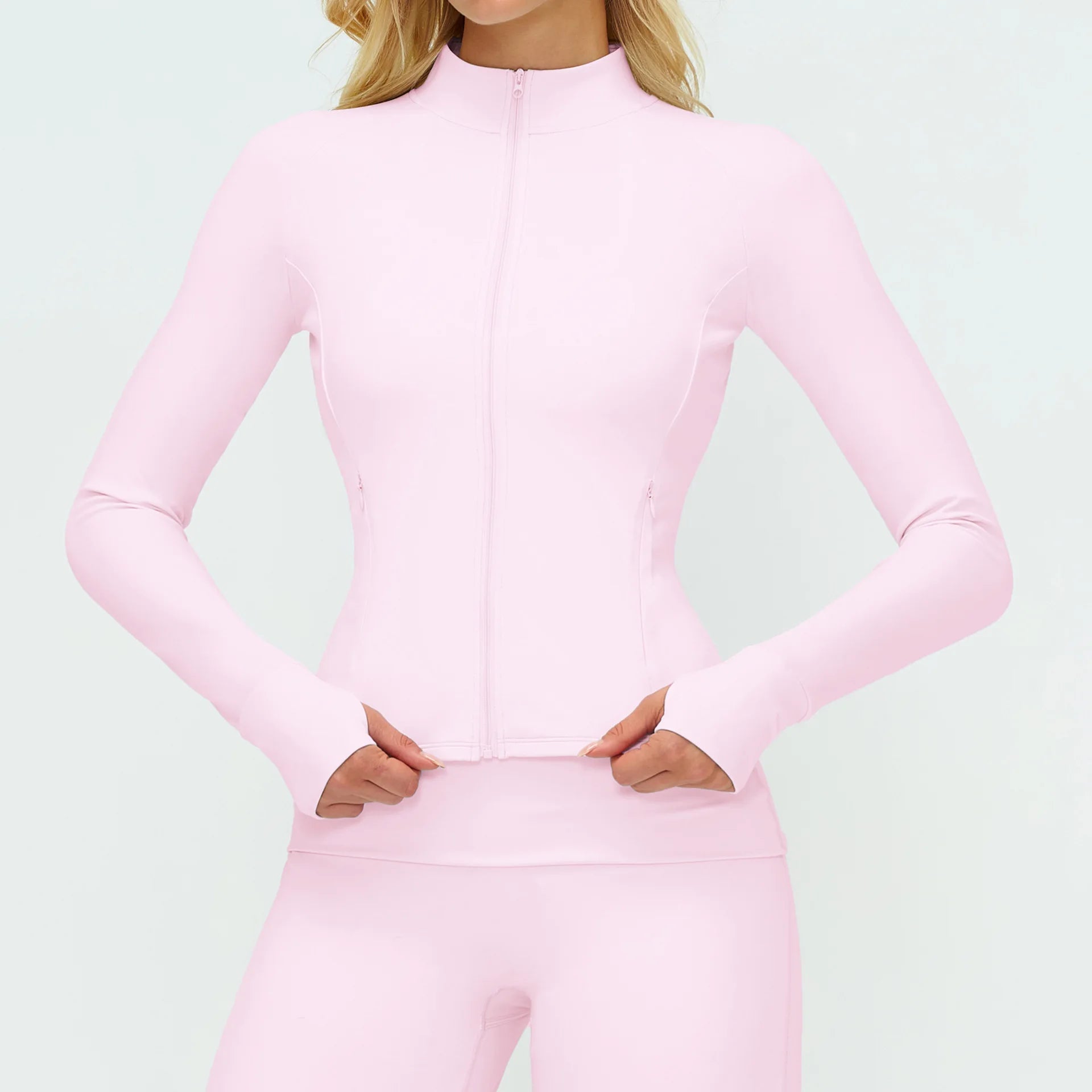 Zipper Jacket Women Crop Tops Pocket Yoga T-shirts Solid Sports Top Long Sleeve Running Shirts Quick Dry Fitness Gym Sport Wear
