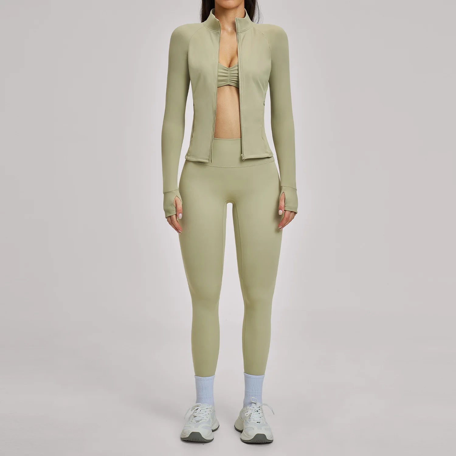 3PCS Yoga Suit Gym Sports Set Women Tracksuit Workout Clothes Running Legging Long Sleeve Sports Bra Athletic Wear Yoga Clothing