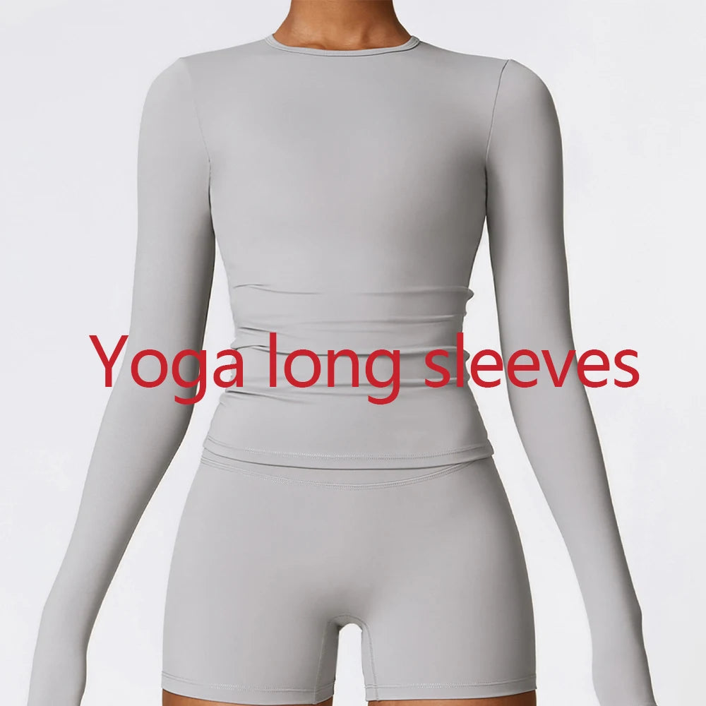 JUREN Sports Long Sleeve Shirt Quick Dry Yoga Clothes Gym Top Women Breathable Fitness Tops Yoga Shirt Women Workout Top Female