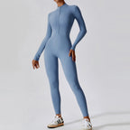 Women's Yoga Boilersuit Long Sleeved Sportswear Gym Zipper Jumpsuits Workout High-intensity Fitness One-piece Skin-tight Garment