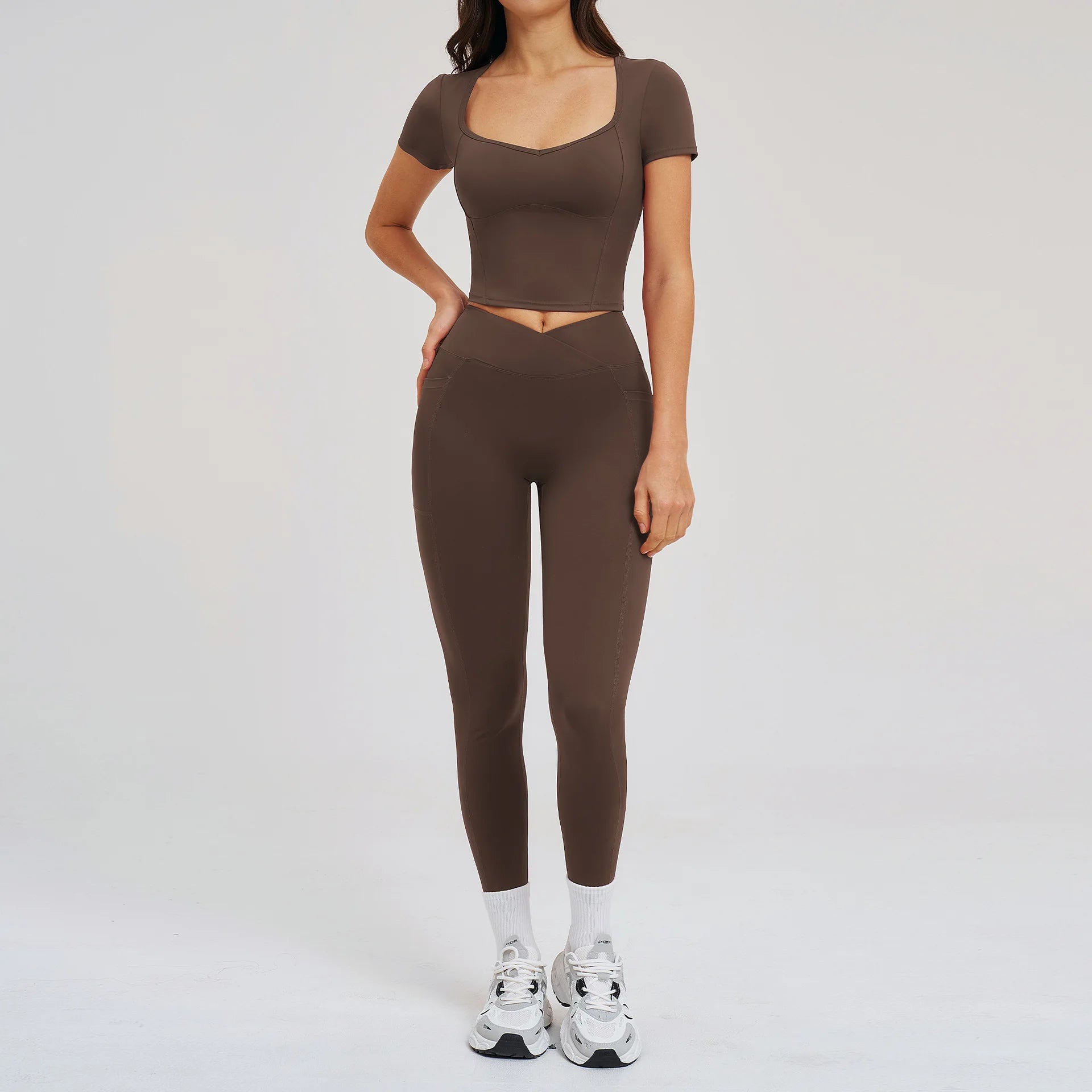 Sportswear 2PCS Yoga Suit Women Outfits Gym Set Women Tracksuit Sports Running Workout Short Sleeves Sports Shirt Yoga Clothing