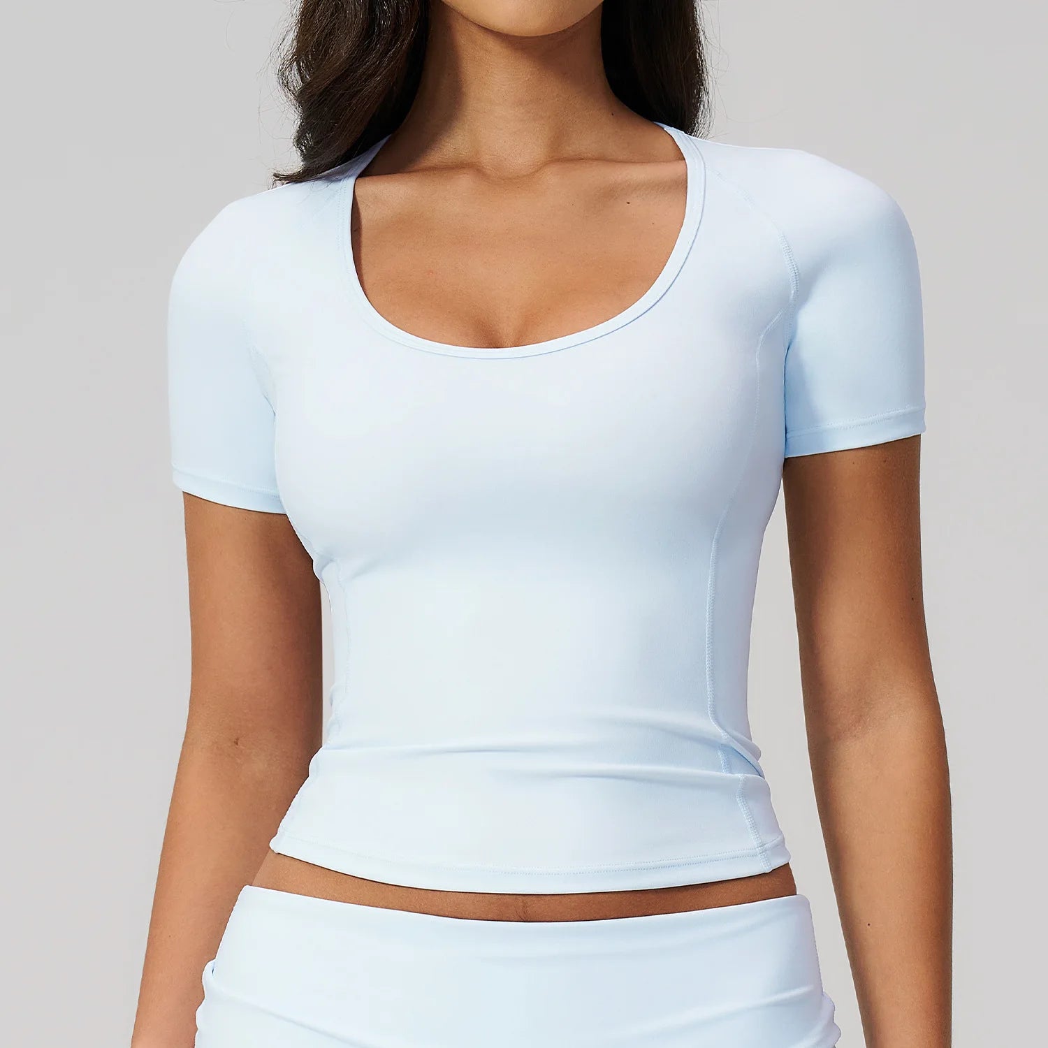 JUREN Sport Shirt Women Fitness Short Sleeve Top Gym Workout Yoga Blouse Quick Dry Breathable Cycling Running Tee Versatile Top