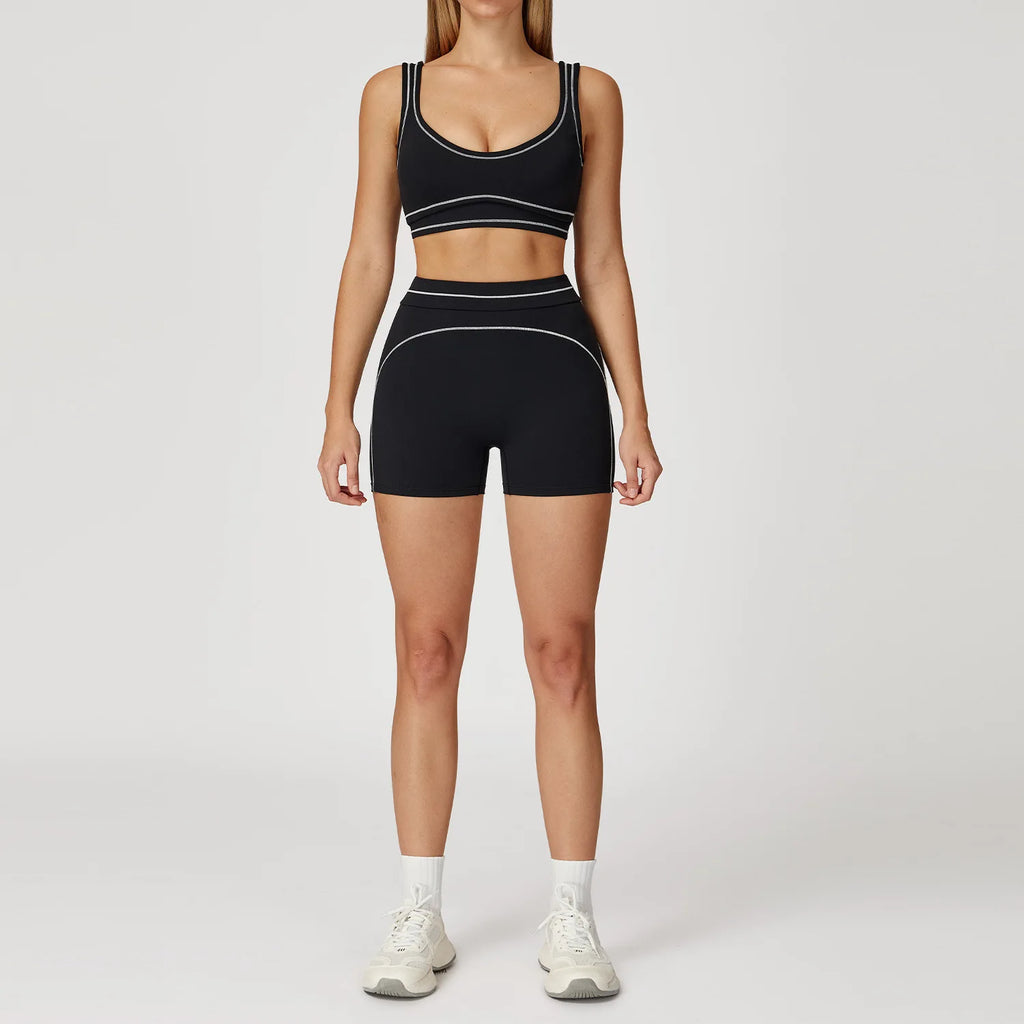 Yoga Suit Women Tracksuit Sports Bra High Waist Legging Shorts Outfit Gym Set Fitness Running Workout Clothes Push Up Sportswear
