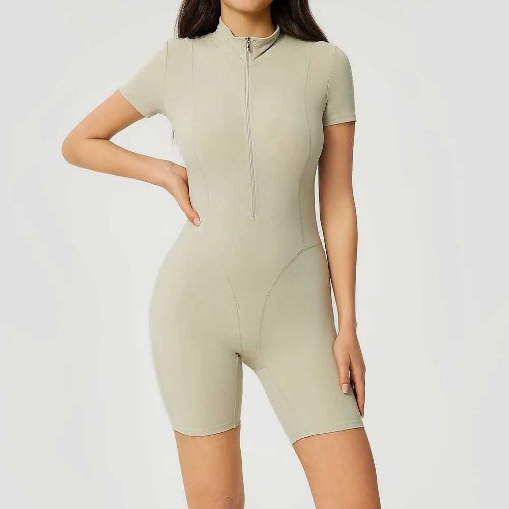 Women Bodysuits Tummy Control Butt Lifting Shapewear Fitness Short Sleeves Sports Jumpsuits Yoga Set Gym Push Up Workout Clothes