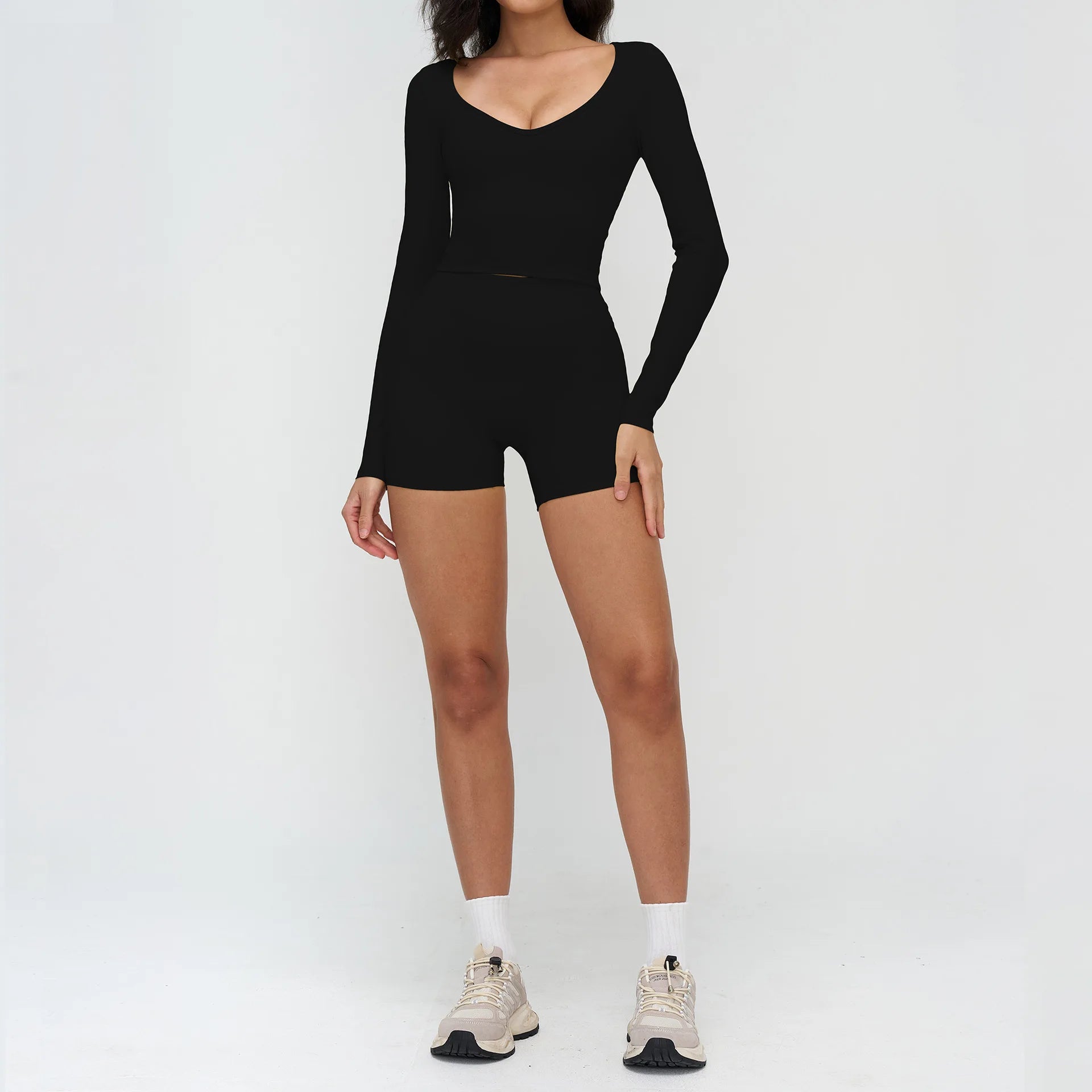 2PCS Yoga Suit Sports Outfits Gym Set Women Tracksuit Running Workout Clothes Long Sleeve Sports Bra Athletic Wear Yoga Clothing