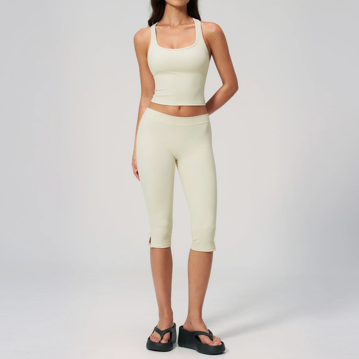 2 Pieces Yoga Set Women's Tracksuit Athletic Wear Fitness Suit Gym Outfits Workout Clothes Push Up Sports Bra Capri Pants Suit