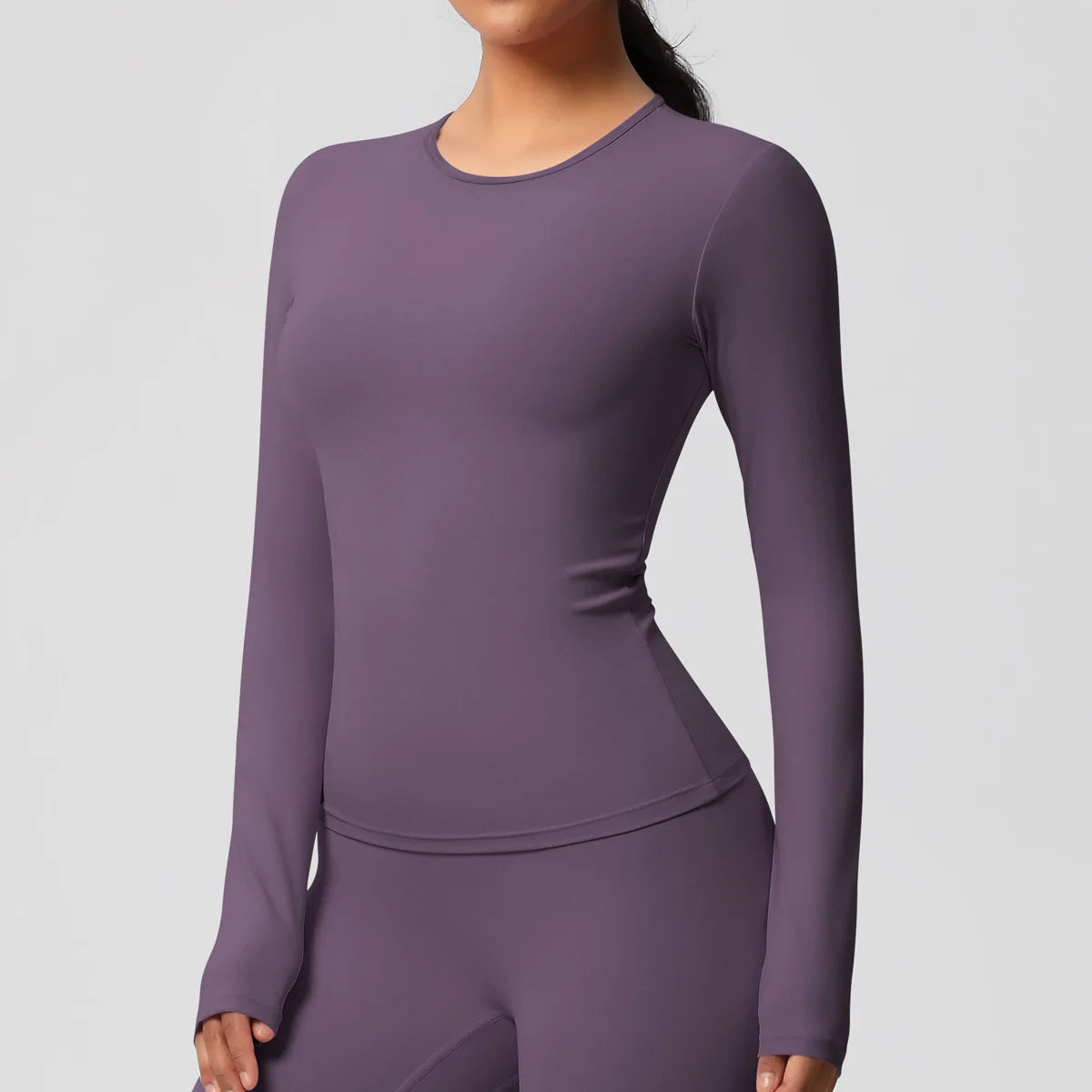 JUREN Yoga Shirts For Women Long Sleeve Fitness Running Push Up Gym Clothes Workout Dry Fit Breathable High Elastic Sports Top