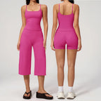 2PCS Yoga Suit Women TracksuitFitness Capri Pants Gym Clothes Halter Sports Bra High Waist Shorts Workout Sets Gym Set Outfits