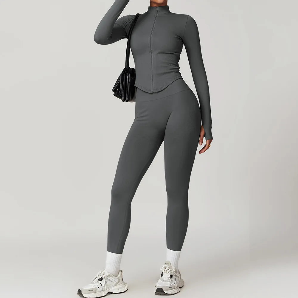 2/3/4PCS Yoga Set Seamless Gym Clothes Sportswear Yoga Suits For Women Fitness Long Sleeved Tracksuits Sports Bra Gym Leggings