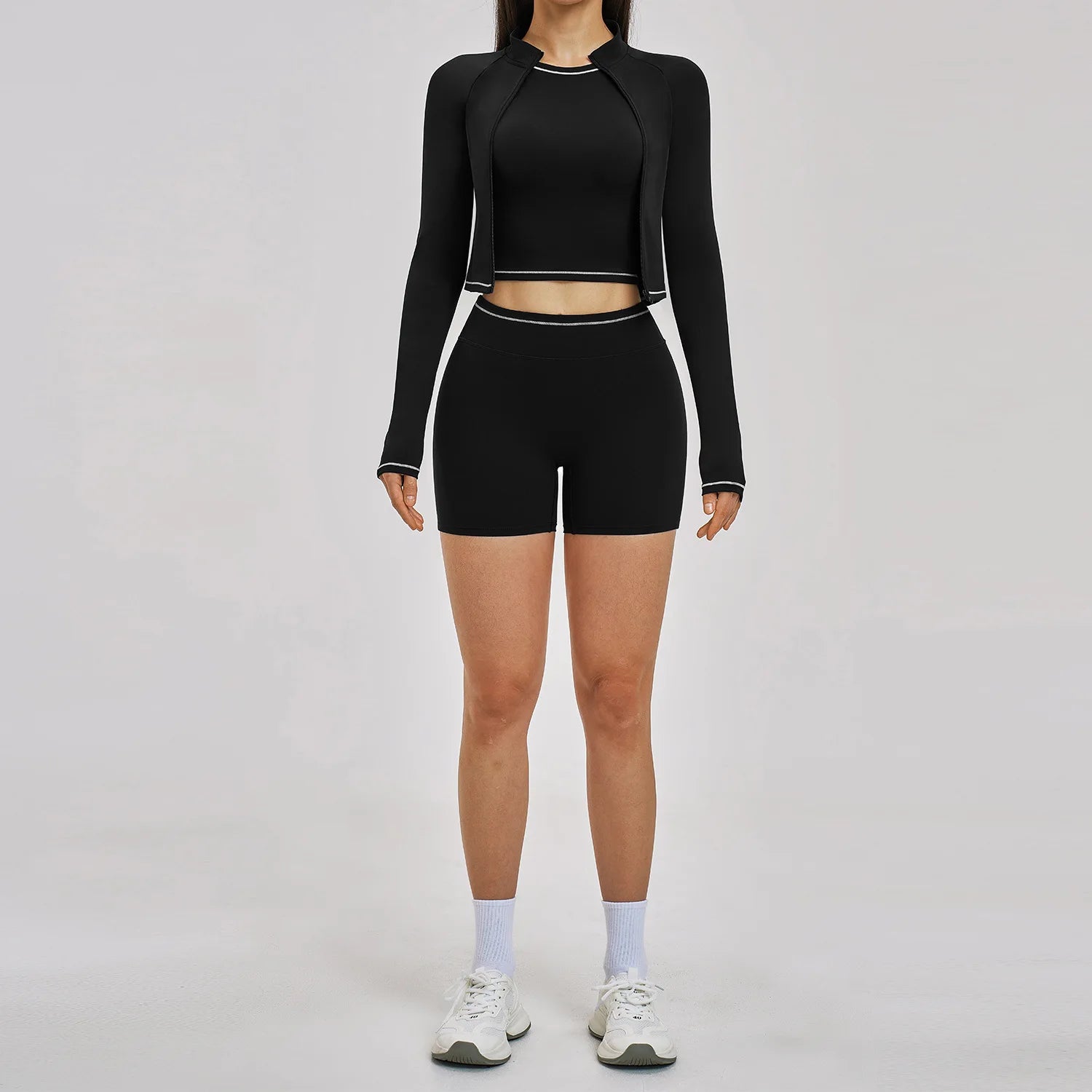 Yoga Suit 3PCS Sports Set Women Outfits Sportswear Gym Sets Women Tracksuit Running Workout Long Sleeve Sports Bra Yoga Clothing