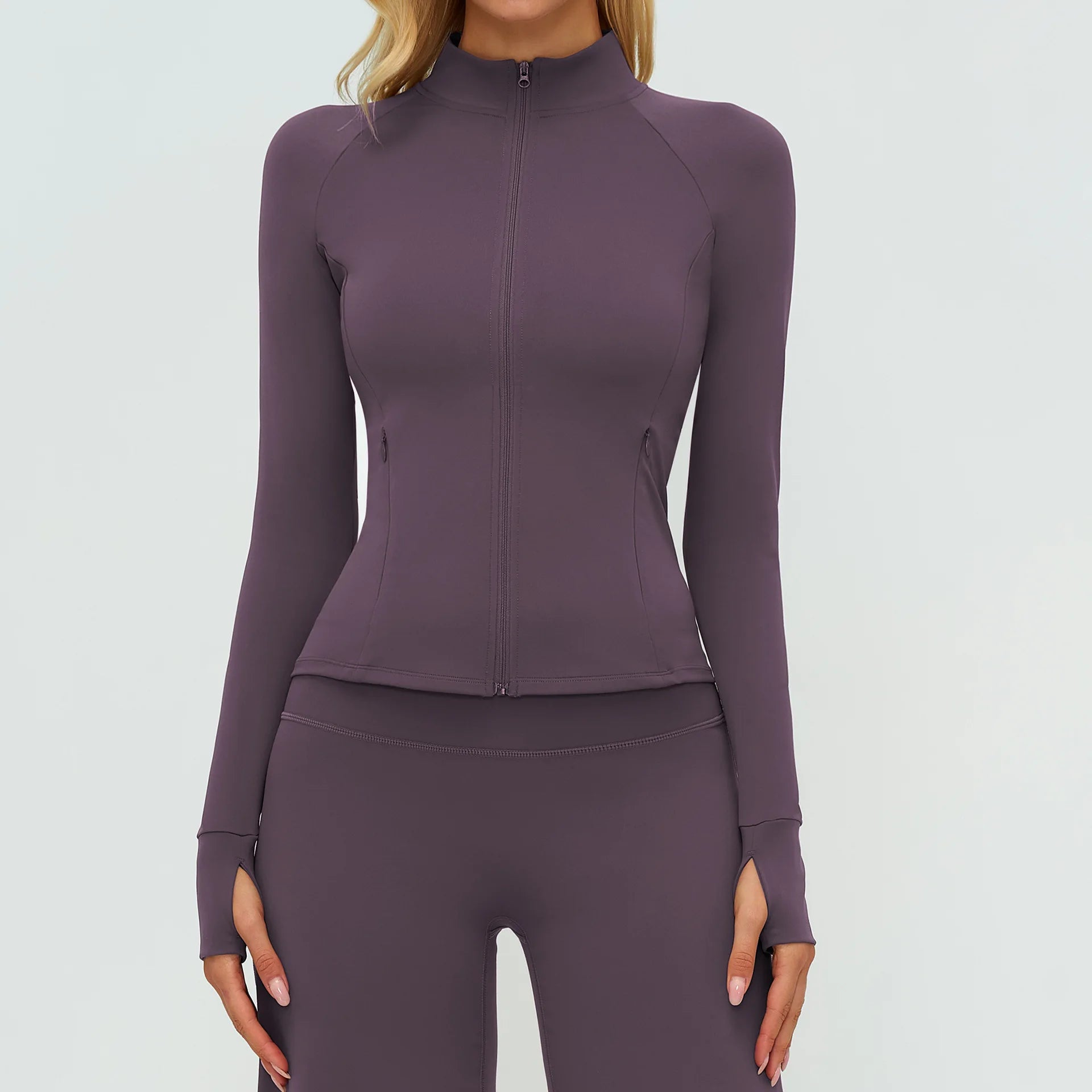 Zipper Jacket Women Crop Tops Pocket Yoga T-shirts Solid Sports Top Long Sleeve Running Shirts Quick Dry Fitness Gym Sport Wear