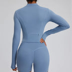 Half Zipper Long Sleeve Yoga Shirts Sport Top Fitness Yoga Top Gym Top Sports Wear For Women Push Up Running Full Sleeve Jacket