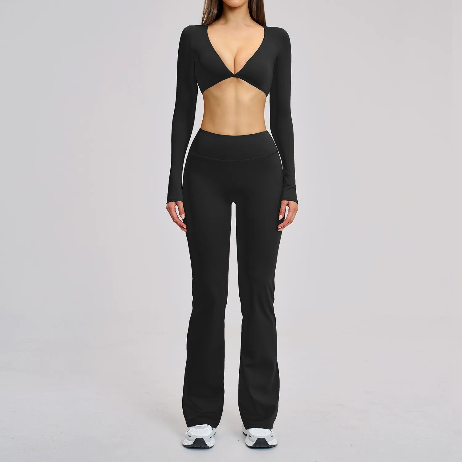 Yoga Set 2PCS Women Tracksuit Sportswear Yoga Outfits Workout Clothes Athletic Wear Gym Legging Fitness Long Sleeve Sports Suits