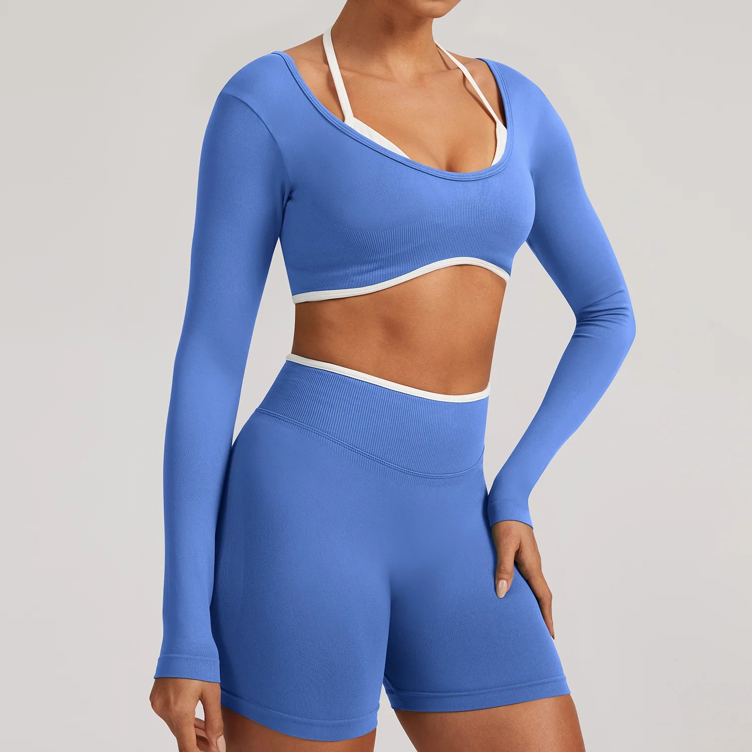 Seamless Yoga Set 2PCS Women Tracksuit Workout Outfits Sportswear Gym Clothes Fitness Leggings Sports Long Sleeves Athletic Wear